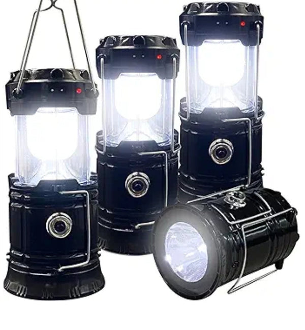 Collapsible Portable LED Camping Lantern XTAUTO Lightweight Waterproof Solar USB Rechargeable LED Flashlight Survival Kits for Indoor Outdoor Home Emergency Light Power Outages Hiking Hurricane 4-Pack